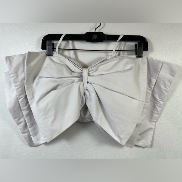 NWOT Truth NYC Giant White Bow Ruched Crop Top, Sz. MD - Picture 1 of 12